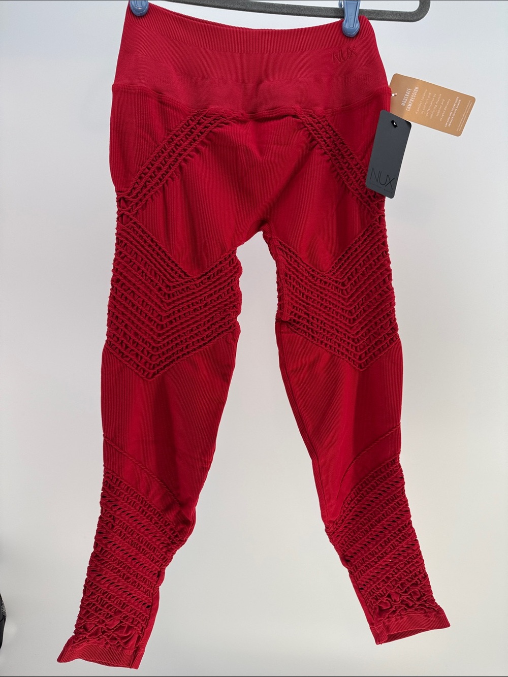 NUX Red Textured High-Waist Leggings